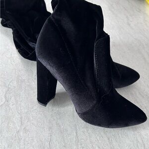 Vici Black Velvet Heeled Boots